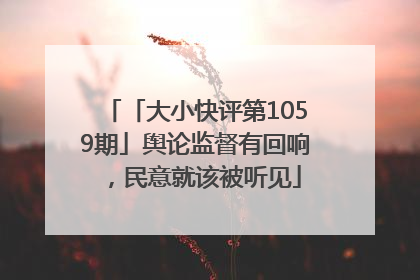 「大小快评第1059期」舆论监督有回响，民意就该被听见
