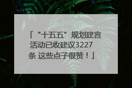 “十五五”规划建言活动已收建议3227条 这些点子很赞！