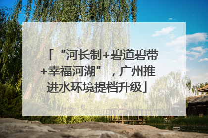 “河长制+碧道碧带+幸福河湖”，广州推进水环境提档升级