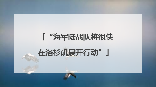 “海军陆战队将很快在洛杉矶展开行动”