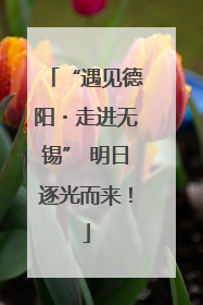“遇见德阳・走进无锡” 明日逐光而来！
