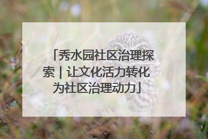 秀水园社区治理探索｜让文化活力转化为社区治理动力