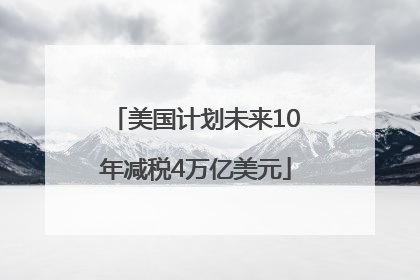 美国计划未来10年减税4万亿美元