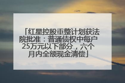 红星控股重整计划获法院批准：普通债权中每户25万元以下部分，六个月内全额现金清偿