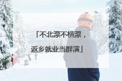 不北漂不横漂，返乡就业当群演