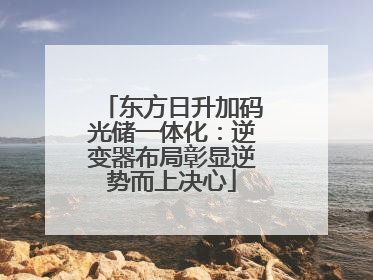 东方日升加码光储一体化：逆变器布局彰显逆势而上决心