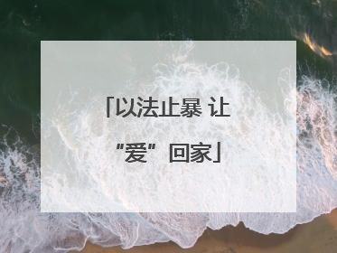 以法止暴 让“爱”回家