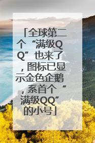 全球第二个“满级QQ”也来了，图标已显示金色企鹅，系首个“满级QQ”的小号