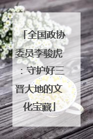 全国政协委员李骏虎：守护好三晋大地的文化宝藏