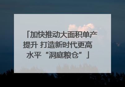 加快推动大面积单产提升 打造新时代更高水平“洞庭粮仓”