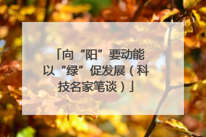 向“阳”要动能 以“绿”促发展（科技名家笔谈）