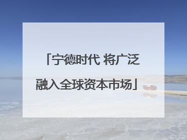 宁德时代 将广泛融入全球资本市场