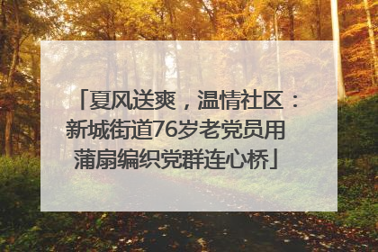 夏风送爽，温情社区：新城街道76岁老党员用蒲扇编织党群连心桥