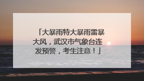 大暴雨特大暴雨雷暴大风，武汉市气象台连发预警，考生注意！