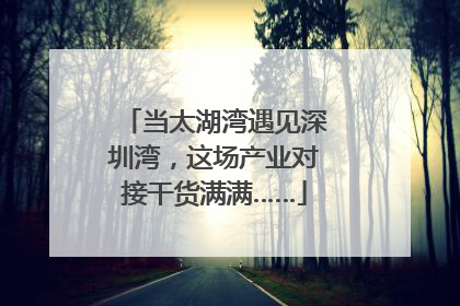 当太湖湾遇见深圳湾，这场产业对接干货满满……