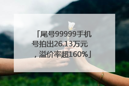 尾号99999手机号拍出26.13万元，溢价率超160%
