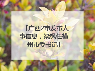 广西2市发布人事信息，梁枫任横州市委书记