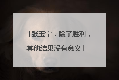 张玉宁：除了胜利，其他结果没有意义