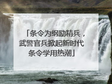 条令为纲励精兵，武警官兵掀起新时代条令学用热潮