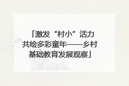 激发“村小”活力 共绘多彩童年——乡村基础教育发展观察