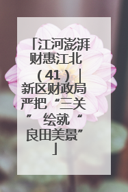 江河澎湃 财惠江北（41）｜新区财政局严把“三关” 绘就“良田美景”