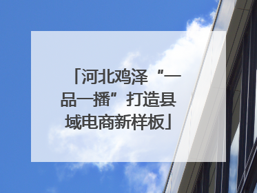 河北鸡泽“一品一播”打造县域电商新样板