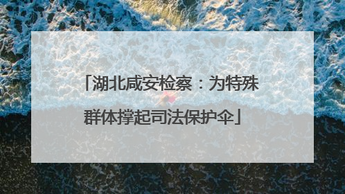 湖北咸安检察：为特殊群体撑起司法保护伞
