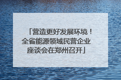 营造更好发展环境！全省能源领域民营企业座谈会在郑州召开