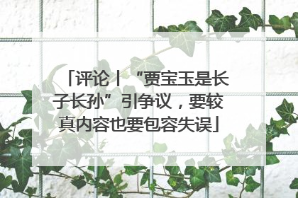 评论丨“贾宝玉是长子长孙”引争议，要较真内容也要包容失误