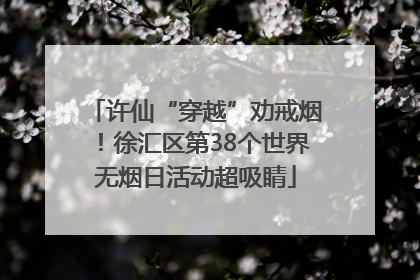 许仙“穿越”劝戒烟！徐汇区第38个世界无烟日活动超吸睛