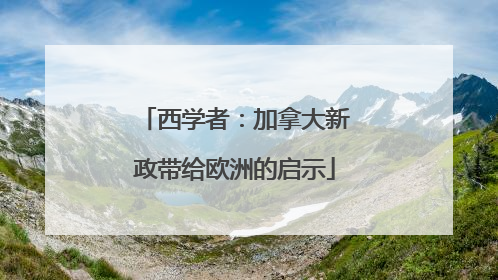 西学者：加拿大新政带给欧洲的启示