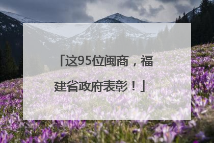 这95位闽商，福建省政府表彰！
