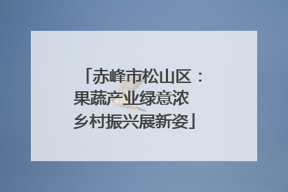 赤峰市松山区：果蔬产业绿意浓 乡村振兴展新姿