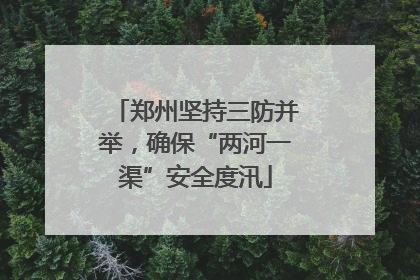 郑州坚持三防并举，确保“两河一渠”安全度汛