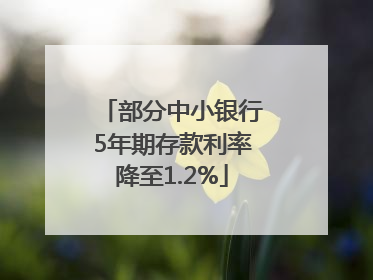 部分中小银行5年期存款利率降至1.2%
