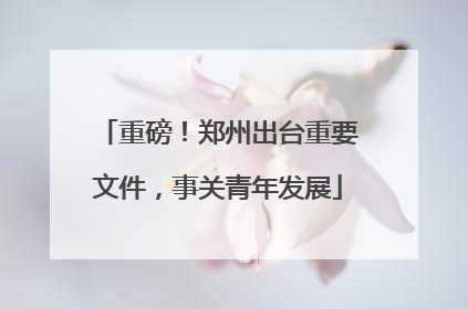 重磅！郑州出台重要文件，事关青年发展