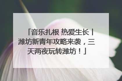 音乐扎根 热爱生长丨潍坊新青年攻略来袭，三天两夜玩转潍坊！