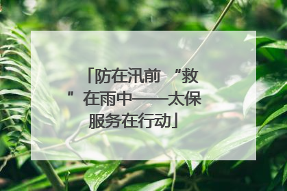 防在汛前 “救”在雨中——太保服务在行动