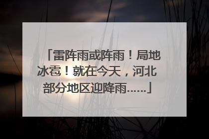雷阵雨或阵雨！局地冰雹！就在今天，河北部分地区迎降雨……